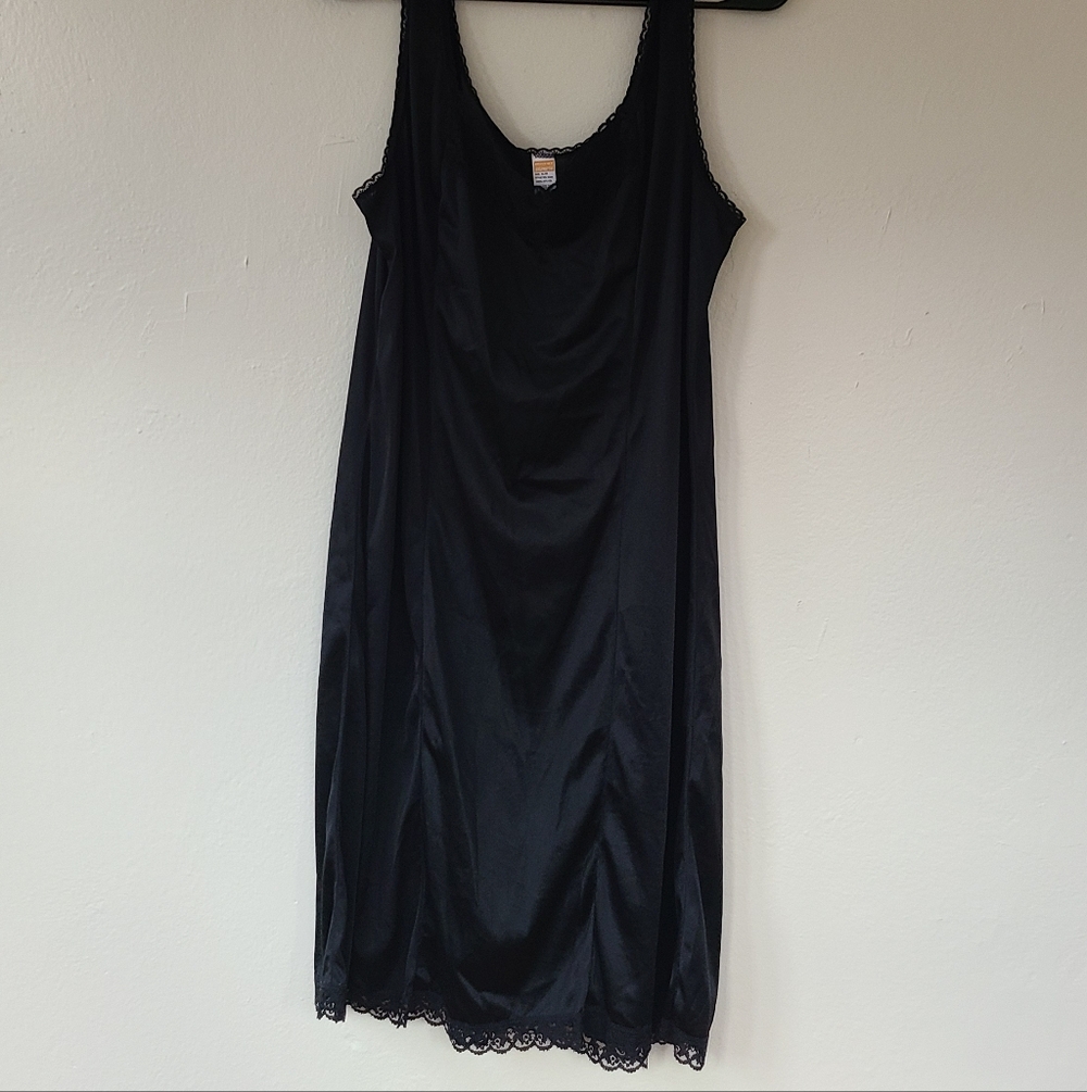 Black Lace Trim Slip Nightgown Dress Heavenly Secrets